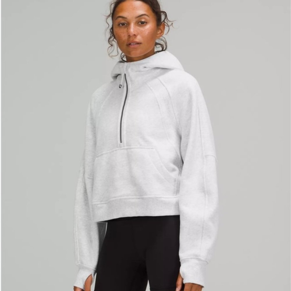 Lululemon Heathered Core Ultra Light Grey Scuba Oversized 1/2 Zip Hoodie